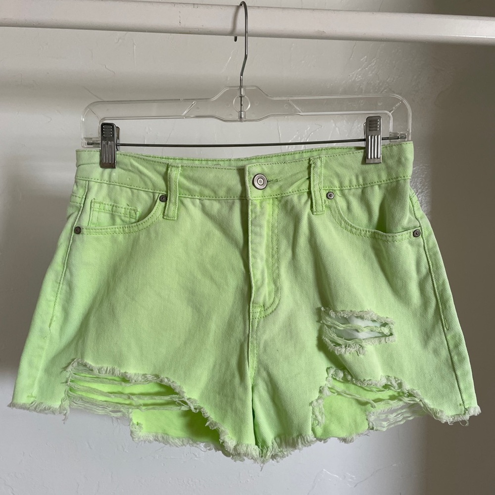 NOBO Lime Green HIGH RISE Distressed Denim Cutoff Style SHORTS Size 5